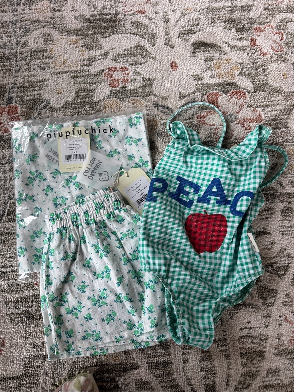 Piupiuchick One-Piece Swimsuit with Floral Shorts and matching bandana - Picture 3 of 3